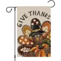 Thanksgiving garden flag with turkey and pumpkin design, Give Thanks outdoor decor - 30x45cm (Q-011)