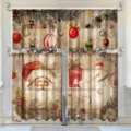 Festliches 3-teiliges Weihnachts-Küchenvorhang-Set mit Weihnachtsmann- und Schneemann-Motiv - Schabracke / Schabracke 138x45cm / Musterstil CL-013