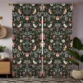 Vintage bird and floral pattern curtains in a classic dark William Morris art style - CL-006