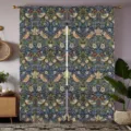 Vintage William Morris style bird and floral pattern curtains for living room decor. - CL-008