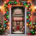 Festive Christmas door cover banner with Santa's Workshop and nutcracker design theme - 90x180cm / Santa's Workshop Style (ML-012)