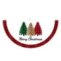 Rustic Christmas fan-shaped banner with leopard and plaid trees design - Christmas Tree Plaid Leopard Style (SXQ-005) / 37.5x75cm