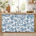 Blue and white pastoral toile kitchen sink skirt curtain for rustic home decor - 140x82cm / European Rural Blue Architectural Pattern (X-003)
