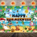 Summerween party backdrop decoration, summer Halloween photo background for holiday party. - Summer Halloween Style (SBJ-004) / 95x75cm