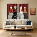 Farmhouse style short curtains featuring funny cartoon chicken prints for living room - Cartoon Rooster Style (CL-007) / 66x91cm