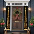 Festive Christmas door banners featuring elegant glowing golden Christmas tree design on black - Glowing Tree Style (SDL-008)