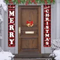 Pancartas navideñas de cuadros rojos y negros con copos de nieve para el porche. - Estilo Navideño a Cuadros Rojo Negro (SDL-007)