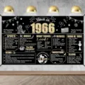 Dekorative retro schwarz-goldene Back in 1966 Geburtstag Banner Hintergrund für Partys - Retro 1966 Gedenkstil (SBJ-009)