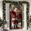 Festive Christmas door banner decoration featuring a realistic Santa Claus waving graphic - 90x180cm / Waving Santa Claus Style (ML-005)