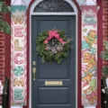 Festive Christmas porch banners with gingerbread man and Holly Jolly candy design - Pink Gingerbread Man Pattern (SDL-008) / 30x150cm
