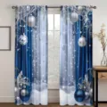 Weihnachtsblaue silberne Vorhänge Winter Schnee Kugeln Fenstervorhänge Feiertag neu - CL-008