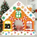 Large Christmas gingerbread house photo booth prop for festive party background banner - Standard Style (DAYX002) / 150x150cm