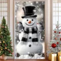 Christmas snowman door banner with cute birds design for festive holiday party decoration - 90x180cm / Snowman And Birds Style (ML-006)