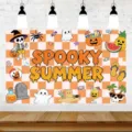 Telón de fondo de fotografía de fiesta de Halloween de verano espeluznante con lindo diseño. - Estilo de Halloween de verano (SBJ-007) / 95x75cm