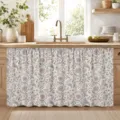 Rural style kitchen half curtain with pink floral and butterfly pattern for sink cabinet - X-008 / 140x82cm