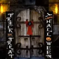Juego de pancartas para porche de Halloween con Trick or Treat y diseño de calabaza - Estilo Trick or Treat con Fondo Negro (SDL-010)