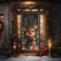 Festive Christmas door banner with cute cartoon reindeer design for party decor. - 90x180cm / Cartoon Reindeer Style (ML-007)
