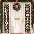 Banners festivos de Merry Christmas y Happy New Year con diseño de cuadros rojos y verdes - Papá Noel y Muñeco de Nieve de Cuadros (SDL-013)