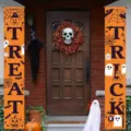 Pancartas festivas para porche de Halloween Trick or Treat con dibujos de calabaza y fantasma - Estilo Trick Calabaza Naranja (SDL-012)