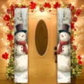 Pair of decorative Christmas porch banners featuring a smiling snowman with red scarf - Hand-drawn Snowman Pattern (SDL-012) / 30x150cm
