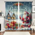 Weihnachten Vorhänge Weihnachtsmann Schneelandschaft Fenster Vorhang Heim Deko Stil - CL-011
