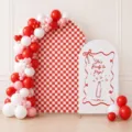 Sfondo ad arco She's Ready to Pop per decorazioni di baby shower e festa di rivelazione - Set in Poliestere