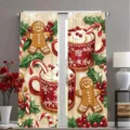 Festliche Weihnachtsvorhänge mit gemütlichem Lebkuchenmann- und Kakao-Becher-Print - 55x150cm (Paar) / CL-002