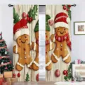 Weihnachten Lebkuchenmann Druck Vorhaenge retro Holzoptik festliche Heimfenster Dekoration - Musterstil CL-013