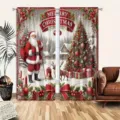 Weihnachtsvorhänge mit aufgedrucktem Weihnachtsmann und Rentier-Motiv für Fenster - CL-015