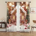 Weihnachten Lebkuchenmann bedruckter Vorhang, festliche Fensterdekoration zu Hause. - CL-014
