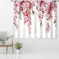Nordic watercolor red eucalyptus leaf short kitchen curtains variant home decor - 2 Pieces/Pack (66x91cm) / 红褐色水彩尤加利叶款(CL-013)