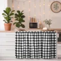 Black and white buffalo check kitchen half curtain for cabinet cover decor - X-014 / 140x82cm