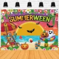 Telón de fondo de fiesta Summerween playa tropical esqueleto fotografía decoración - 95x75cm (SBJ-013)