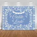 Blue Mexican fiesta backdrop banner with Cielito Lindo floral design - SBJ-002 / 95x75cm