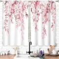 Watercolor red eucalyptus leaf pattern kitchen short curtains for home decoration - 2 Pieces/Pack (66x91cm) / Watercolor Purple Eucalyptus Style (CL-022)