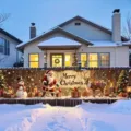 Festive Merry Christmas outdoor fence banner featuring Santa, reindeer and snowman - SHF-002 Style / 30x120cm (With Rope)