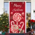Festive Christmas lollipop candy cane door banner for holiday home entrance decoration - 90x180cm / Christmas Candy Pattern (ML-006)