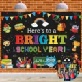 Kleurrijke back to school achtergrond voor klaslokaal welkomstfeest decoratie - Stijl (SBJ-007)