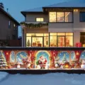 Large festive Christmas outdoor banner featuring Santa and reindeer for yard decoration use - SHF-003 Style / 30x120cm (With Rope)