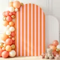 Housse de fond en arche à rayures verticales orange et rose pour décorations de fête d'été - Polyester Standard (SGX-003) / 50x120CM / Rayures Orange Rose