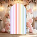Housse de fond en arche à rayures pastel pour décoration de fête et de mariage - Polyester Ordinaire / 50x120CM