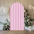 Pink and white striped arched backdrop cover for birthday and wedding party decor - Polyester Pink and White Stripes (SGX-005) / 50x120CM