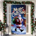 Christmas door banner hanging decoration with Santa Claus print for holiday party decor - 90x180cm / ML-007