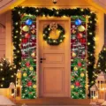 Festliche Frohe Weihnachten und Frohes Neues Jahr Türbanner für die Außendekoration - Rot-grüner Weihnachts- und Neujahrsstil (SDL-016) / 30x150cm
