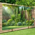 Sfondo fotografico paesaggio giardino forestale per decorazione esterna del giardino - 95x75cm / Cascata della Foresta Tropicale (SBJ-007)