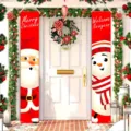 Weihnachts-Türbanner-Set mit klassischen Motiven von Weihnachtsmann und Schneemann - SDL-020 Stil / 30x150cm
