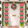 Festliche Weihnachts-Banner für die Veranda mit Pfefferminzbonbons und grünen Schleifen - Pfefferminzschleife (SDL-022) / 30x150cm