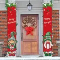 Festliche Weihnachts-Gnom-Türbanner für die Verandadekoration mit schönen Neujahrsgrüßen - Stil SDL-003 / 30x150cm