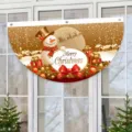 Halbkreisförmige Weihnachtsflagge mit Schneemann und Rentier für Fensterdekoration - Schneemann und Rentier Stil (SXQ-002) / 37.5x75cm