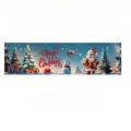 Grote feestelijke kerstbanner voor tuinhek met illustratie van Kerstman en sneeuwpop design - SHF-005 Stijl